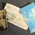 Lot 130 - Trio of Antique and Vintage Photographs Including a Cyanotype of a Man Holding a Folding Camera, a Tintype of a Group of Six Young Men and Women, and a Snapshot of a Woman Rowing a Boat with a Dog