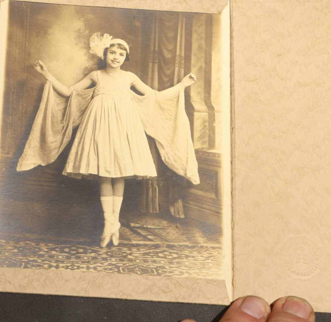 Trio of Antique Photographs of Dancers in Costume Including a Photograph from the Krueger Studio, Cleveland, Ohio