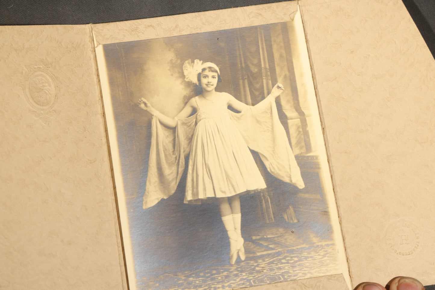 Trio of Antique Photographs of Dancers in Costume Including a Photograph from the Krueger Studio, Cleveland, Ohio