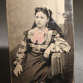 Lot 122 - Antique Tintype Photograph of a Young Girl with Curly Hair in a Plaid Dress with Hand-Tinted Pink Collar and Gold Jewelry