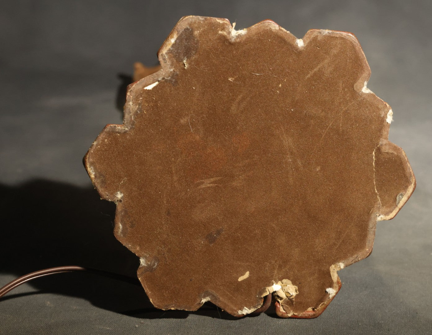 Antique Green Slag Glass Table Lamp with Six-Panel Shade, Ornate Metal Base with Grape and Floral Motifs, Tested and Working