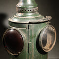 Lot 032 - Vintage Adlake Railway Switch Signal Lamp in Green with Red and Clear Lenses, Oil Burner, and Perforated Ventilated Top