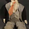 Lot 045 - Vintage Circa 1940s Ventriloquist Dummy in Houndstooth Suit with Working Mouth Mechanism and Composition Head, 28" H