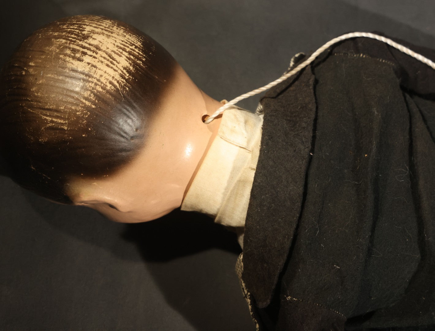 Vintage Circa 1940s Ventriloquist Dummy in Houndstooth Suit with Working Mouth Mechanism and Composition Head