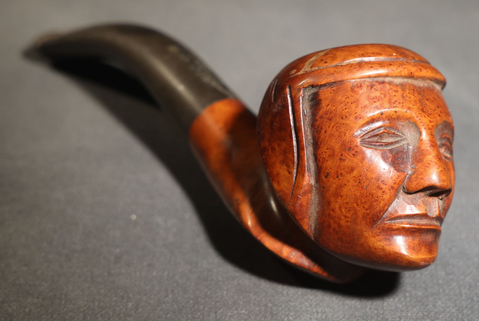 Vintage Carved Briar Figural Smoking Pipe Depicting Dante Alighieri, Made in Italy