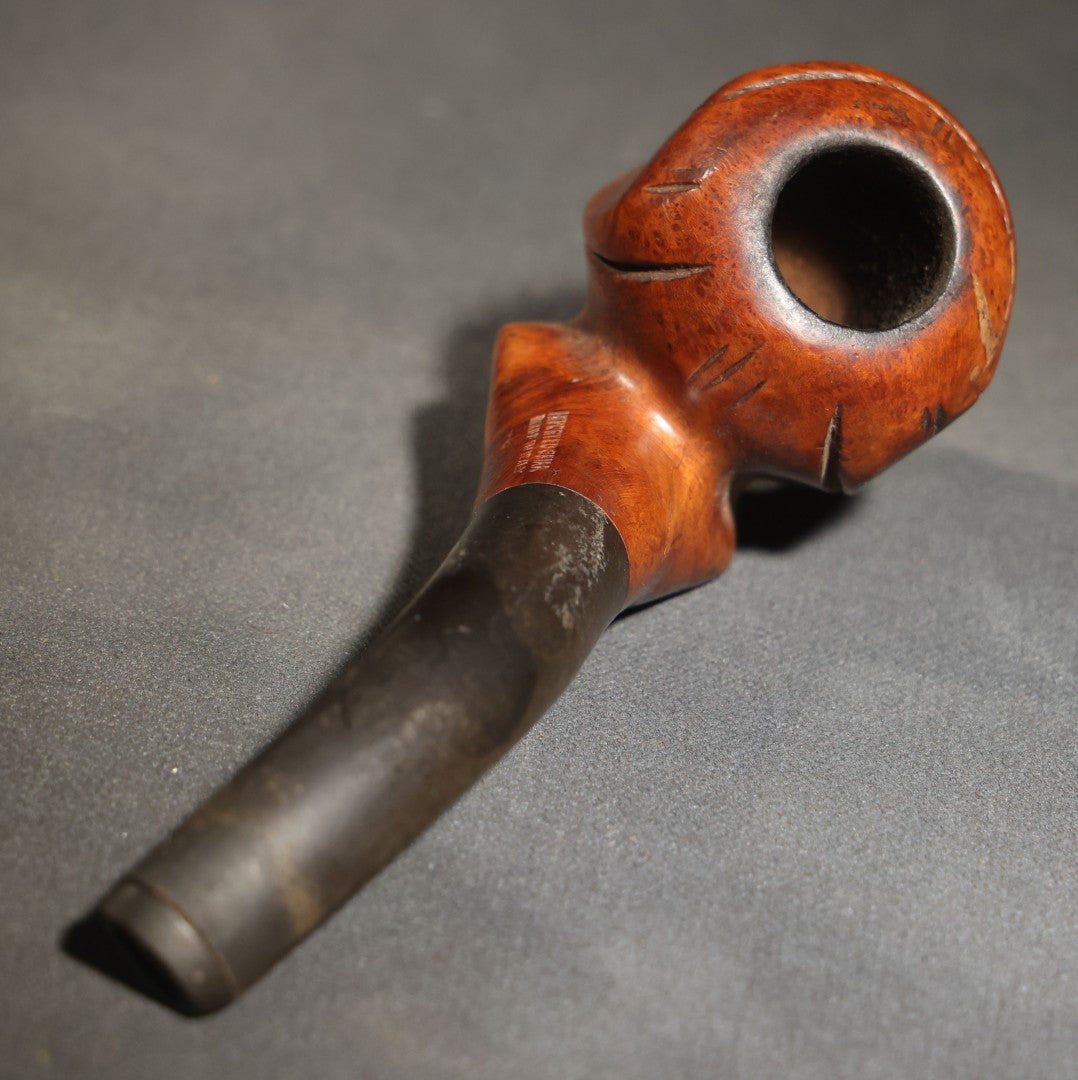 Vintage Carved Briar Figural Smoking Pipe Depicting Dante Alighieri, Made in Italy