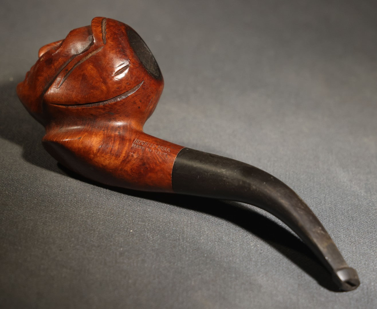 Vintage Carved Briar Figural Smoking Pipe Depicting Dante Alighieri, Made in Italy