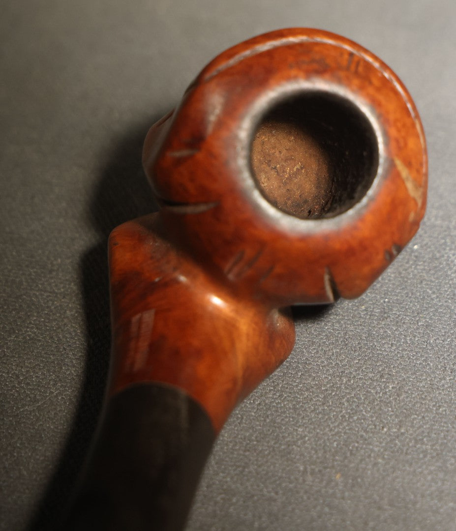 Vintage Carved Briar Figural Smoking Pipe Depicting Dante Alighieri, Made in Italy