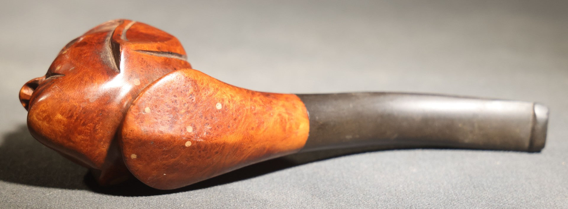 Vintage Carved Briar Figural Smoking Pipe Depicting Dante Alighieri, Made in Italy