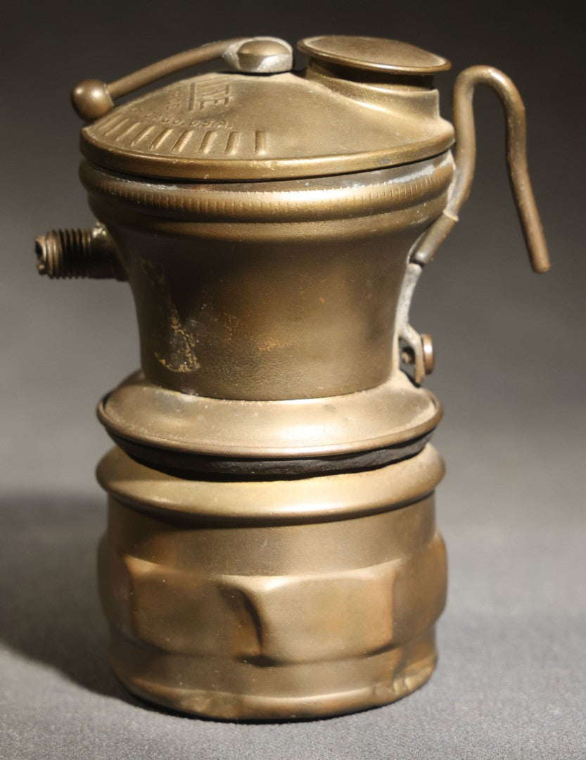 Antique Auto-Lite Brass Carbide Lamp, Patented, Manufactured by Universal Lamp Co., Made in U.S.A.