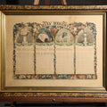 Lot 044 - Antique Currier & Ives "Family Register" Hand-Colored Lithograph Print with French-Language Entries for the Dion and Menard Families, Copyright 1874, Published by Currier & Ives, 115 Nassau Street, New York, Framed, 18-1/4" W x 14" H