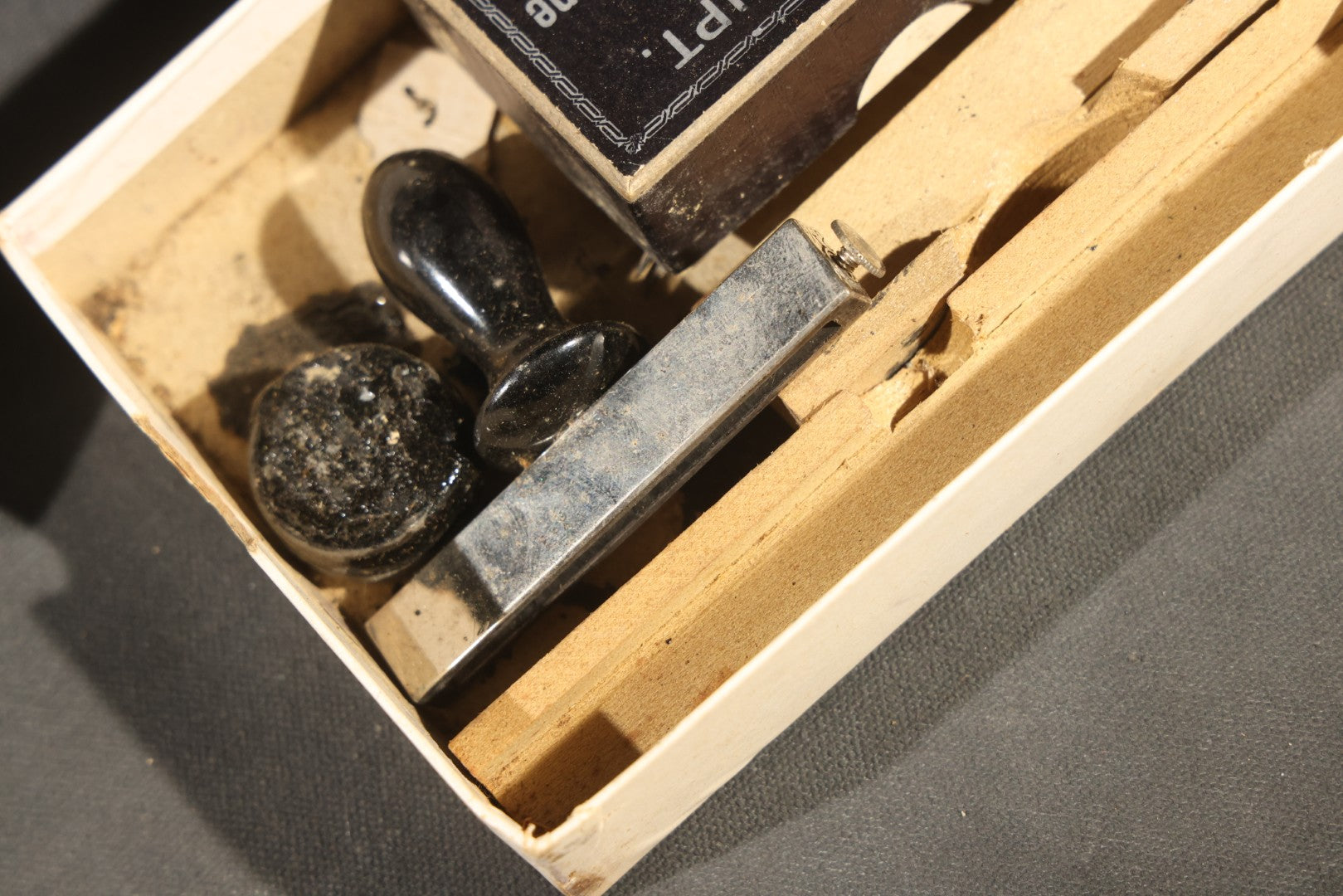 Antique "the Photoscript" Complete Printing Outfit for Titling and Numbering Photographic Negatives with Metal-Bodied Rubber Type, Patented 1884-1885, in Original Box