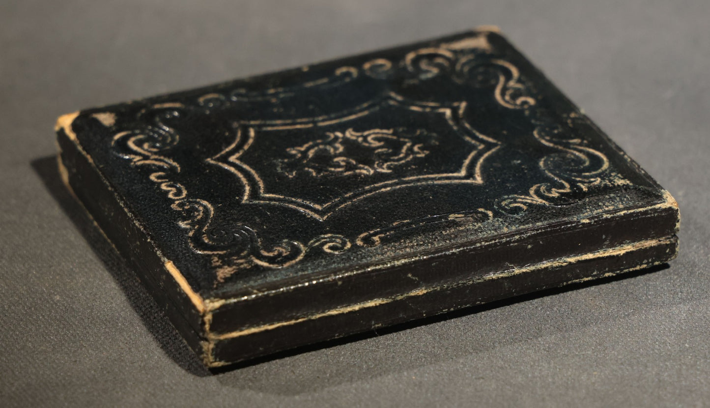 Antique 1/6th Plate Daguerreotype Photograph of an Elderly Woman in a White Bonnet and Dark Dress, Full Intact Leatherette Case