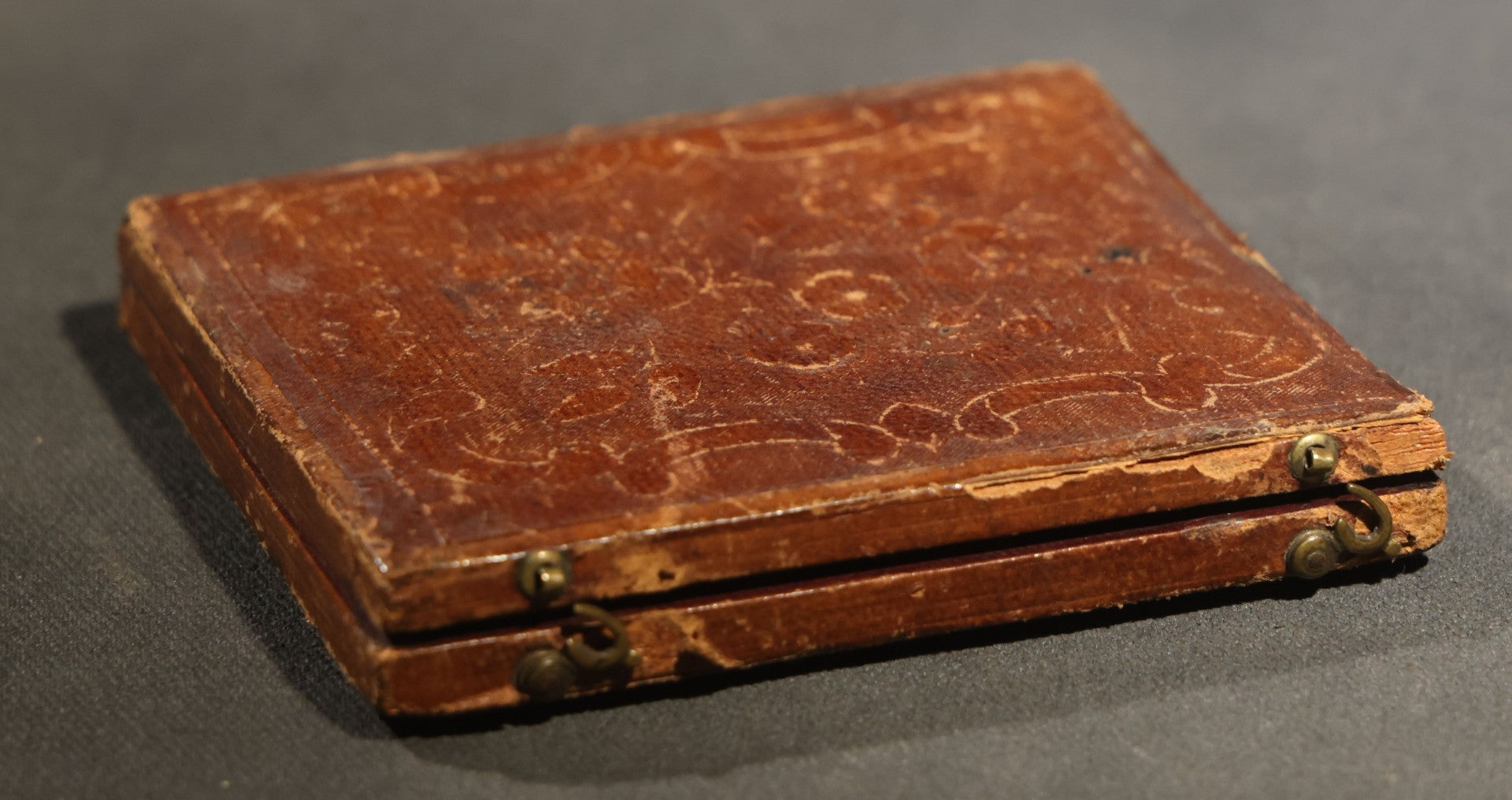 Antique 1/6th Plate Daguerreotype Photograph of a Young Woman in a Dark Dress Holding a Book, Full Intact Leatherette Case with Wear