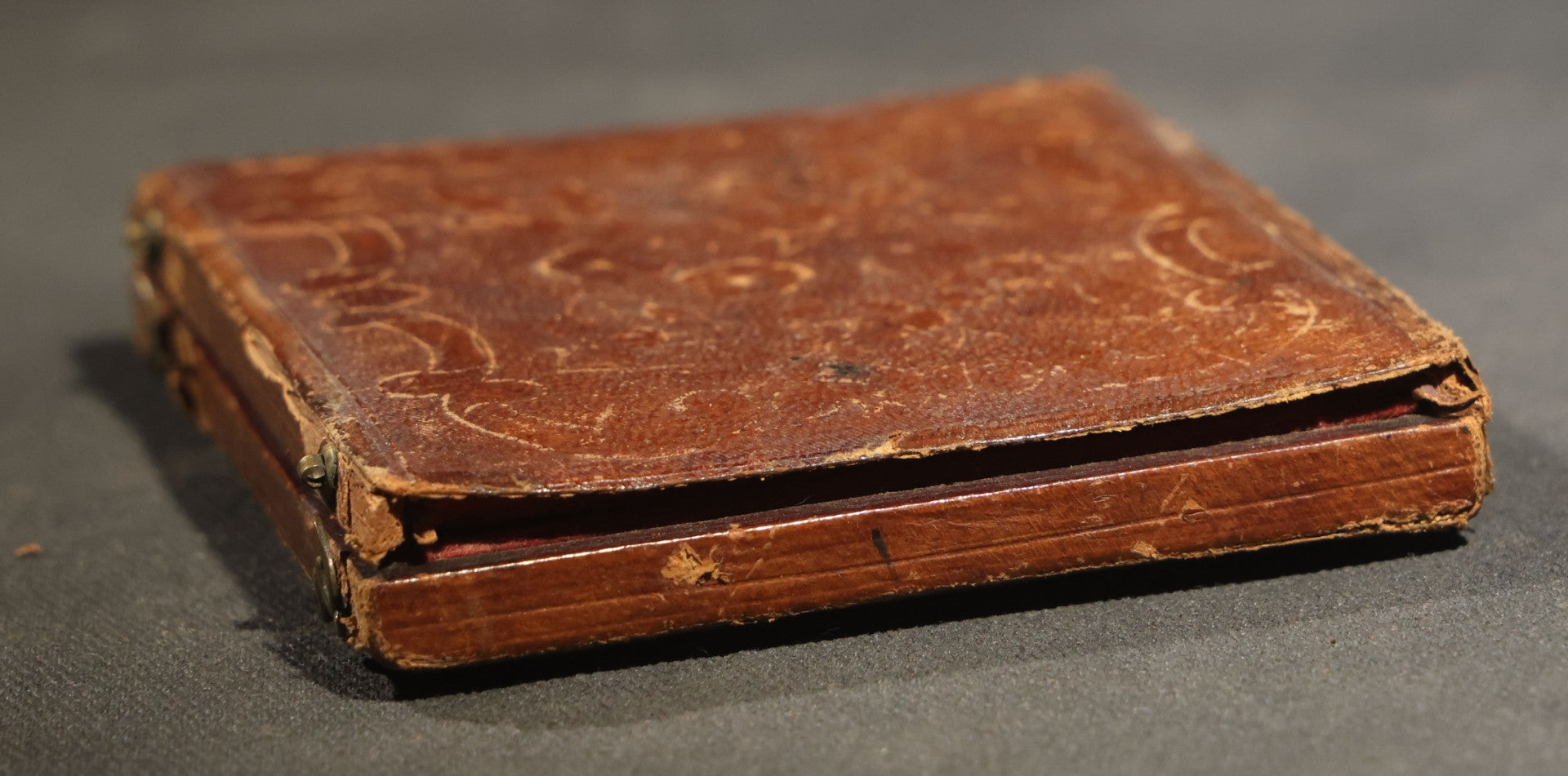 Antique 1/6th Plate Daguerreotype Photograph of a Young Woman in a Dark Dress Holding a Book, Full Intact Leatherette Case with Wear