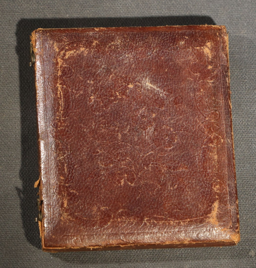 Antique 1/6th Plate Daguerreotype Photograph of a Young Woman in a Dark Dress Holding a Book, Full Intact Leatherette Case with Wear