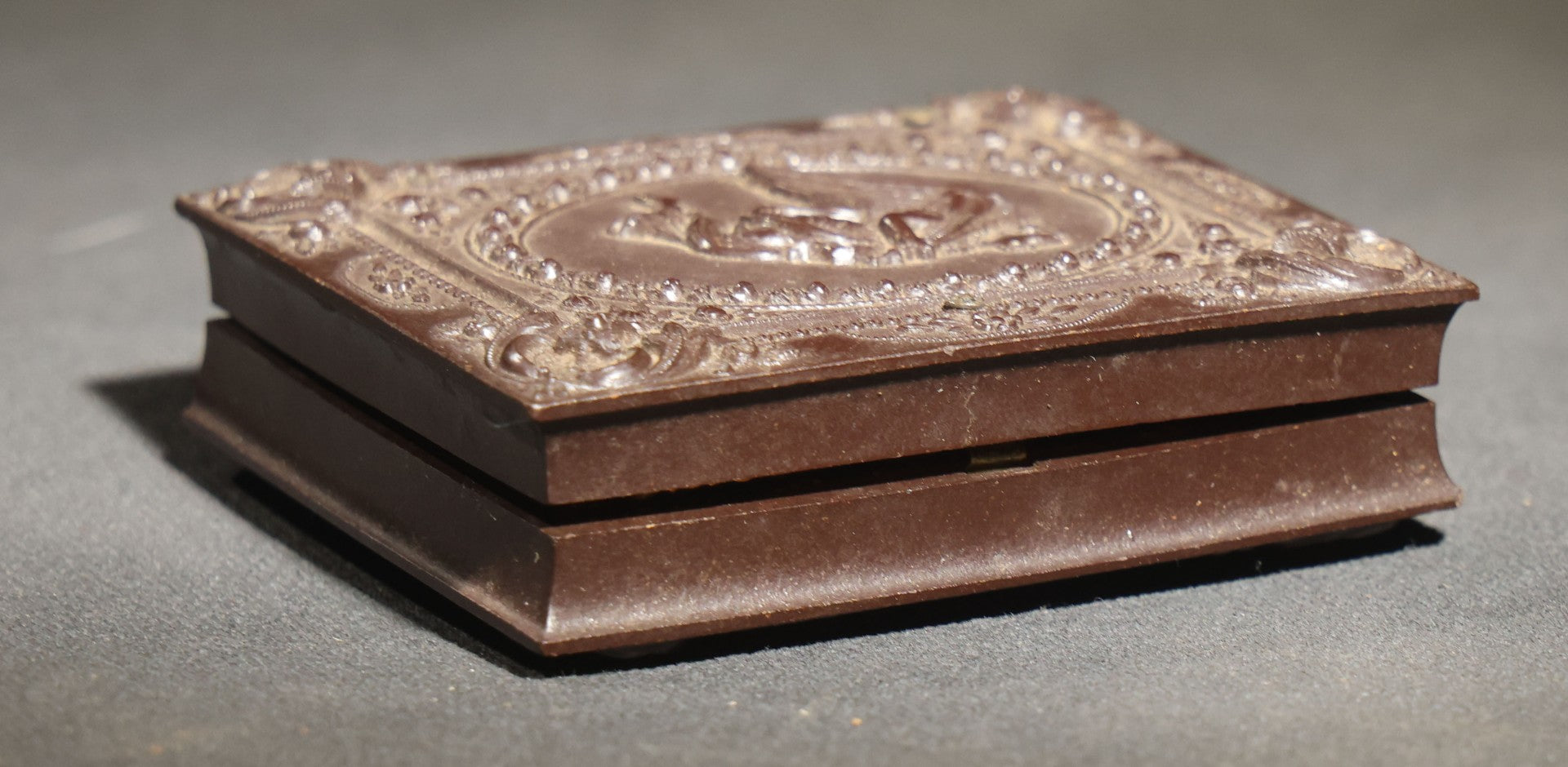 Pair of Antique 1/9th Plate Ambrotype Photographs of Two Young Women in a Double Thermoplastic Union Case with Angel in Flight Design