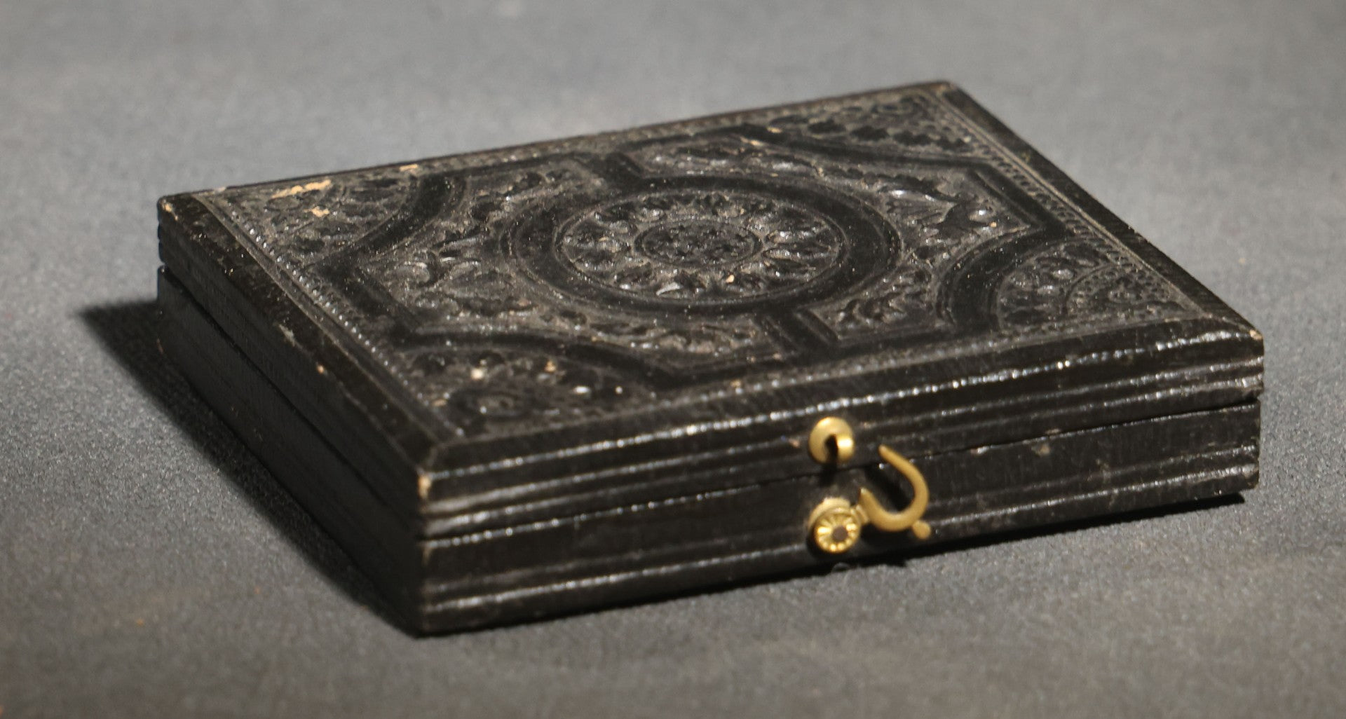 Antique 1/9th Plate Ambrotype Photograph of a Middle-Aged Woman in a Bonnet and Dark Dress, Full Intact Leatherette Case