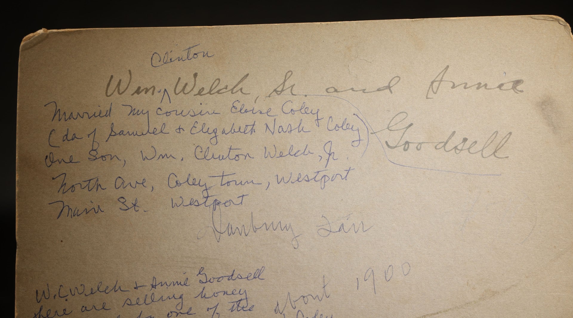 Antique Board-Mounted Occupational Photograph of W. Clinton Welch, Sr. and Annie Goodsell Selling Honey at the Danbury Fair, Coleytown, Westport, Connecticut, Circa 1900