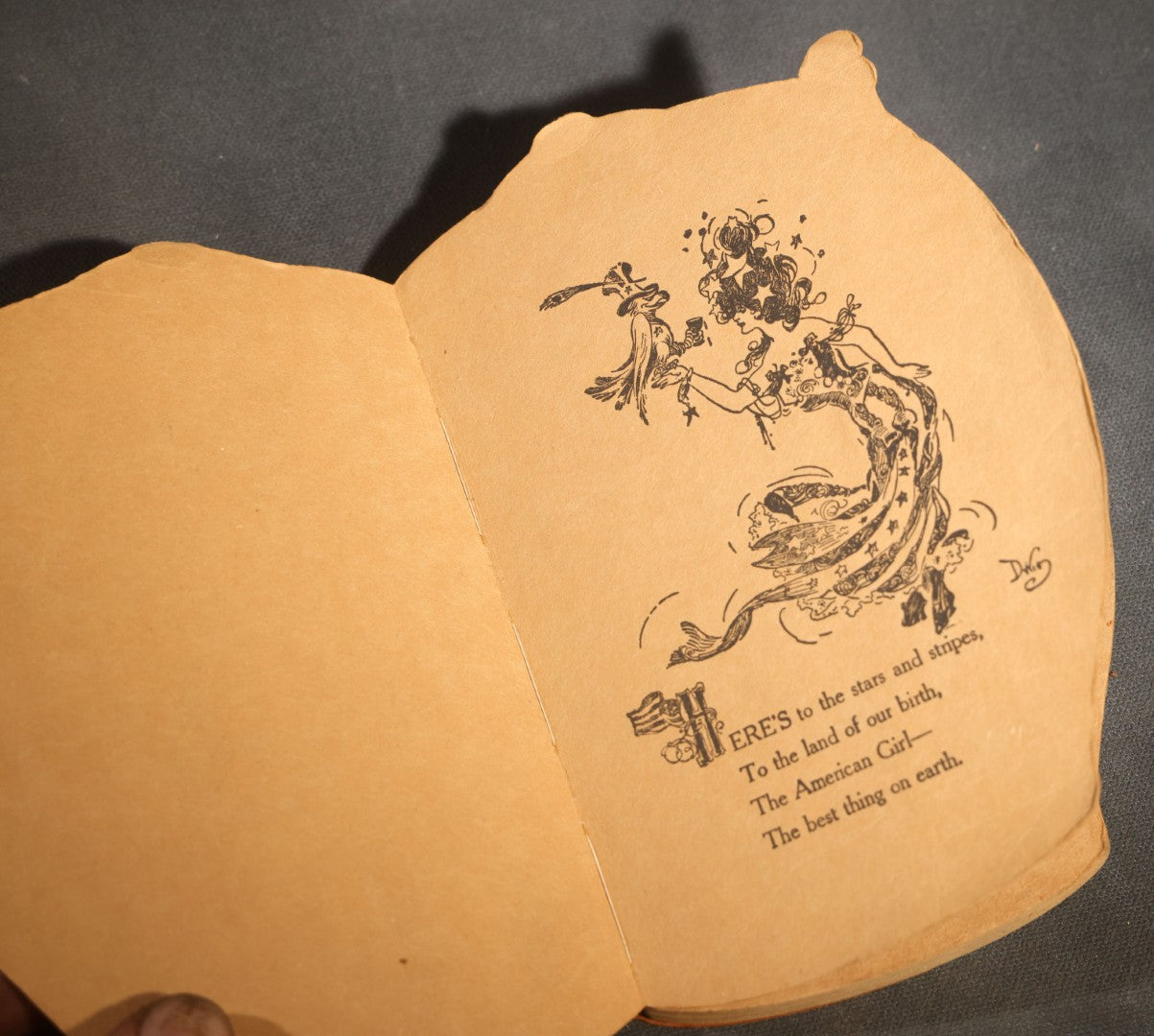 "Toasts" Antique Leather-Covered Stein-Shaped Novelty Book Compiled by W.M. Rhoads, Drawings by Clare Victor Dwiggins, Published by the Penn Publishing Company, Philadelphia, Pennsylvania, 1904