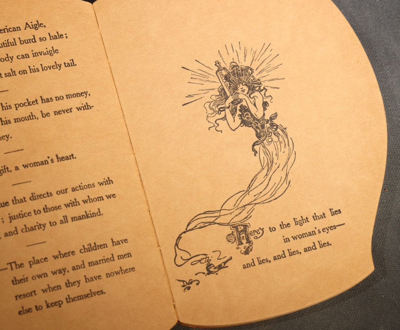 "Toasts" Antique Leather-Covered Stein-Shaped Novelty Book Compiled by W.M. Rhoads, Drawings by Clare Victor Dwiggins, Published by the Penn Publishing Company, Philadelphia, Pennsylvania, 1904