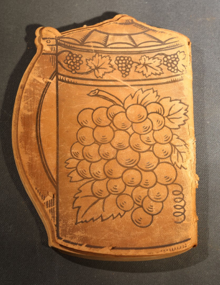 "Toasts" Antique Leather-Covered Stein-Shaped Novelty Book Compiled by W.M. Rhoads, Drawings by Clare Victor Dwiggins, Published by the Penn Publishing Company, Philadelphia, Pennsylvania, 1904