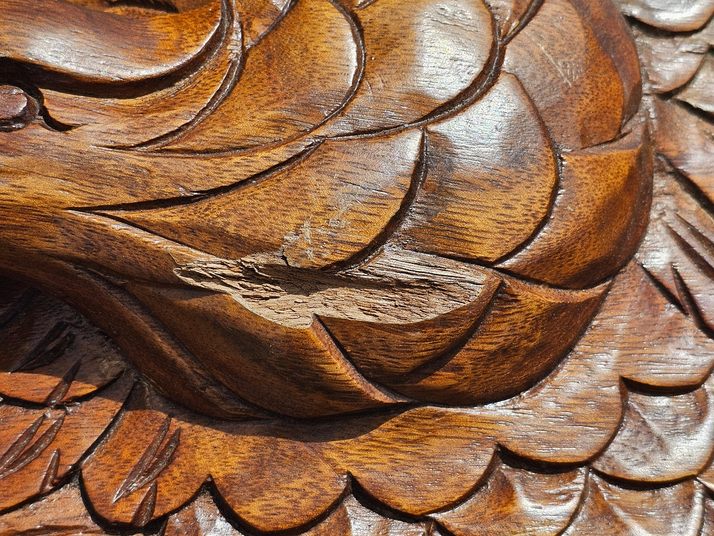 Vintage carved wooden eagle with arrows and shield, 31"