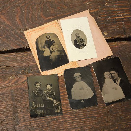 Lot of 5 Interesting Tintypes, Including Mason / Odd Fellow, Price is for ALL