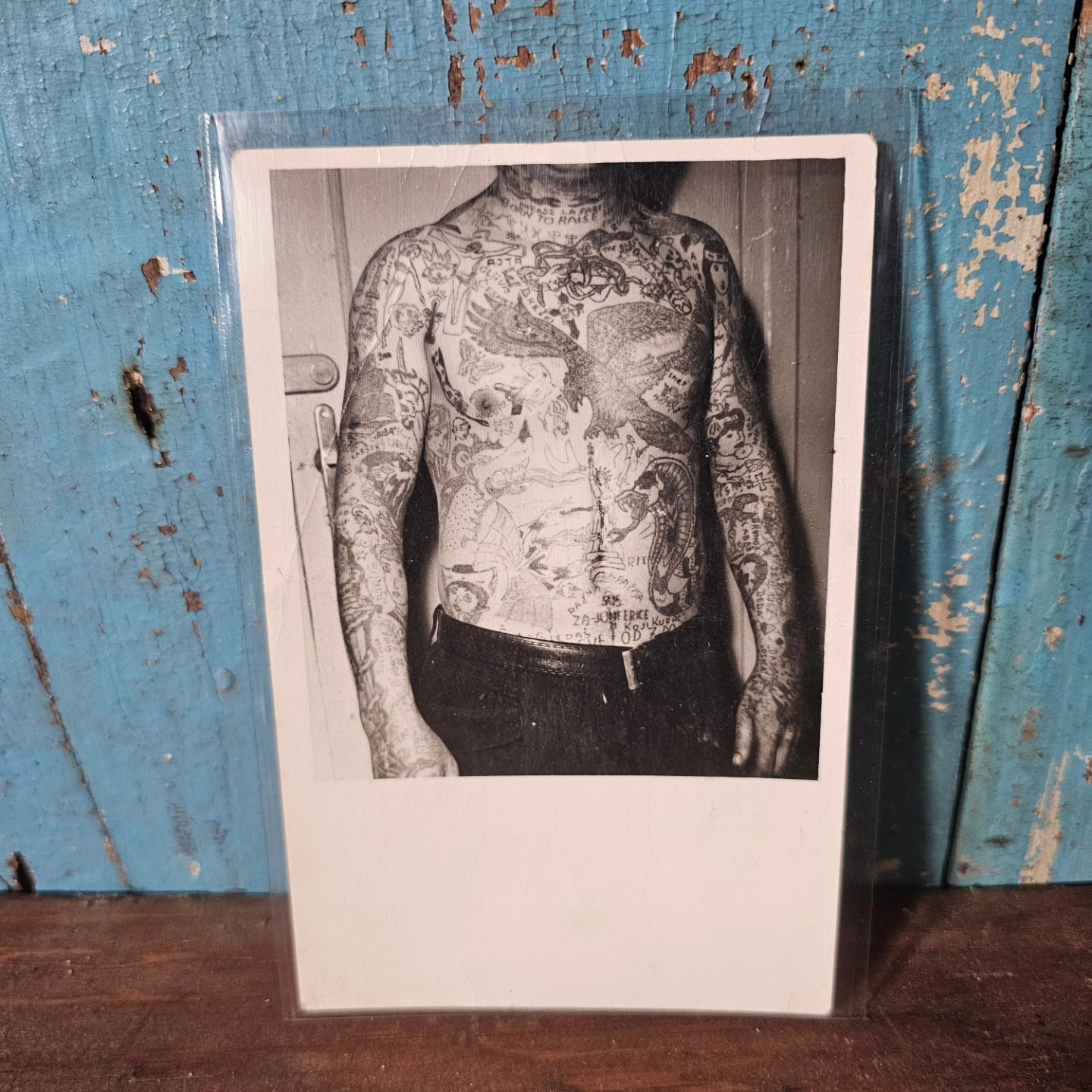 Antique European Real Photo Postcard RPPC of Tattooed Man, Marked FORTE