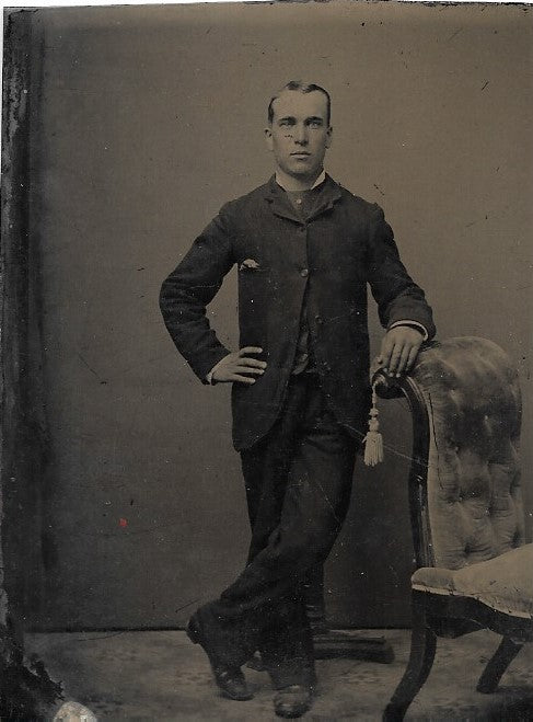 Tintype Photograph of a Man Standing with Crossed Legs