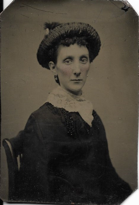 Tintype Photograph of a Skinny Woman with High Cheek Bones