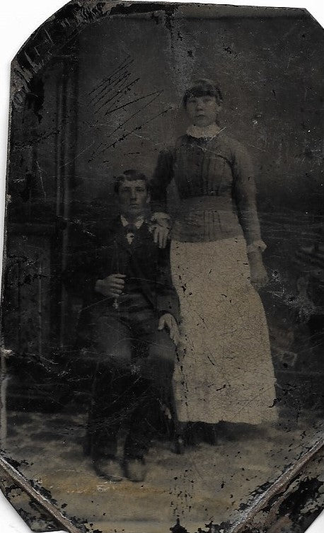 Tintype Photograph of a Man Seated Beside a Woman