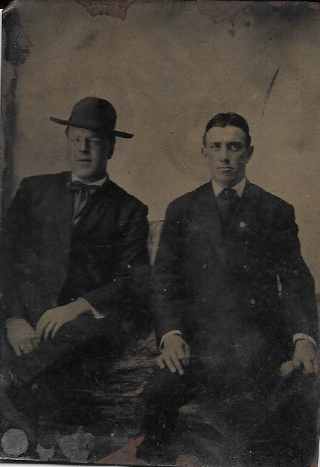 Tintype Photograph of Two Seated Men, One of Which is Giving Some Serious Side-Eye