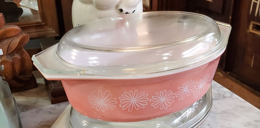 pink pyrex casserole dish