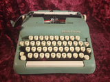 Smith Corona Sterling 5A Series Manual Portable Typewriter in Alpine Blue with Case, 1959