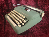 Smith Corona Sterling 5A Series Manual Portable Typewriter in Alpine Blue with Case, 1959