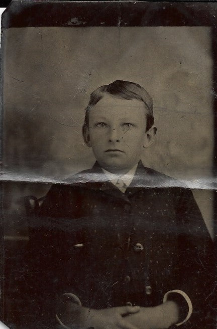 Tintype Photograph of a Young Boy with Parted Hair