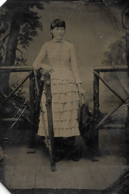 Tintype Photograph of a Woman with an Umbrella