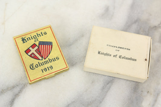 Knights of Columbus 1919 Brass Matchbook Case with Original Box