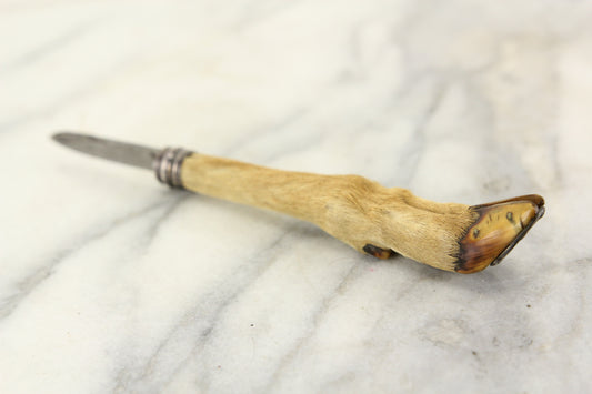 Novelty Taxidermy Deer Paw Hoof Leg Knife and Letter Opener with Sterling Silver