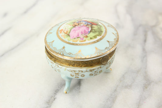 Arnart Imports Porcelain Dresser Trinket Powder Box