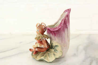 Porcelain Elf Clown Flower Flute Vase Planter, Made in Occupied Japan