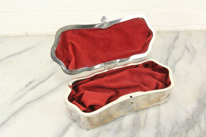 Derby Silver Plate Quadruple Plated Casket Jewelry Box with Velvet Lining