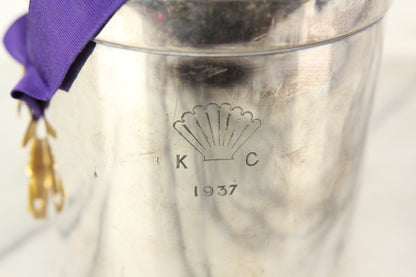 Knights of Columbus Silver Plate Pitcher Trophy with Past Grand Knight Medal, 1937