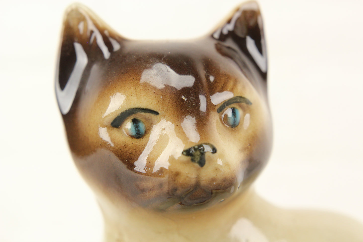 Porcelain Siamese Cat Statue, Made in Brazil