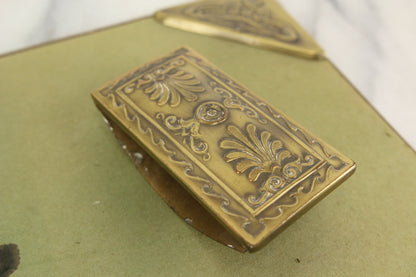 Art Nouveau Four Piece Desk Set with Inkwell, Blotter, Letter Opener, and Writing Pad