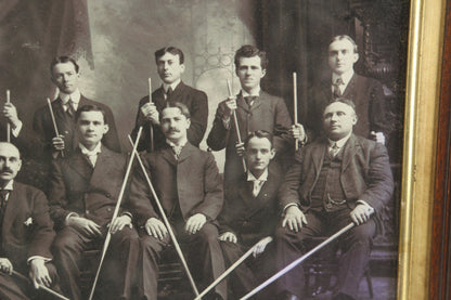 Victorian Double Frame with Billiard Team Photograph - 12.5 x 10"