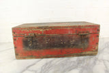 Red Painted Wooden Tool Box, Once Belonged to C.H. Hough - 18 x 9 x 7"
