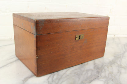 Wooden Dovetailed Storage Box with Keyhole - 13 x 8 x 7"