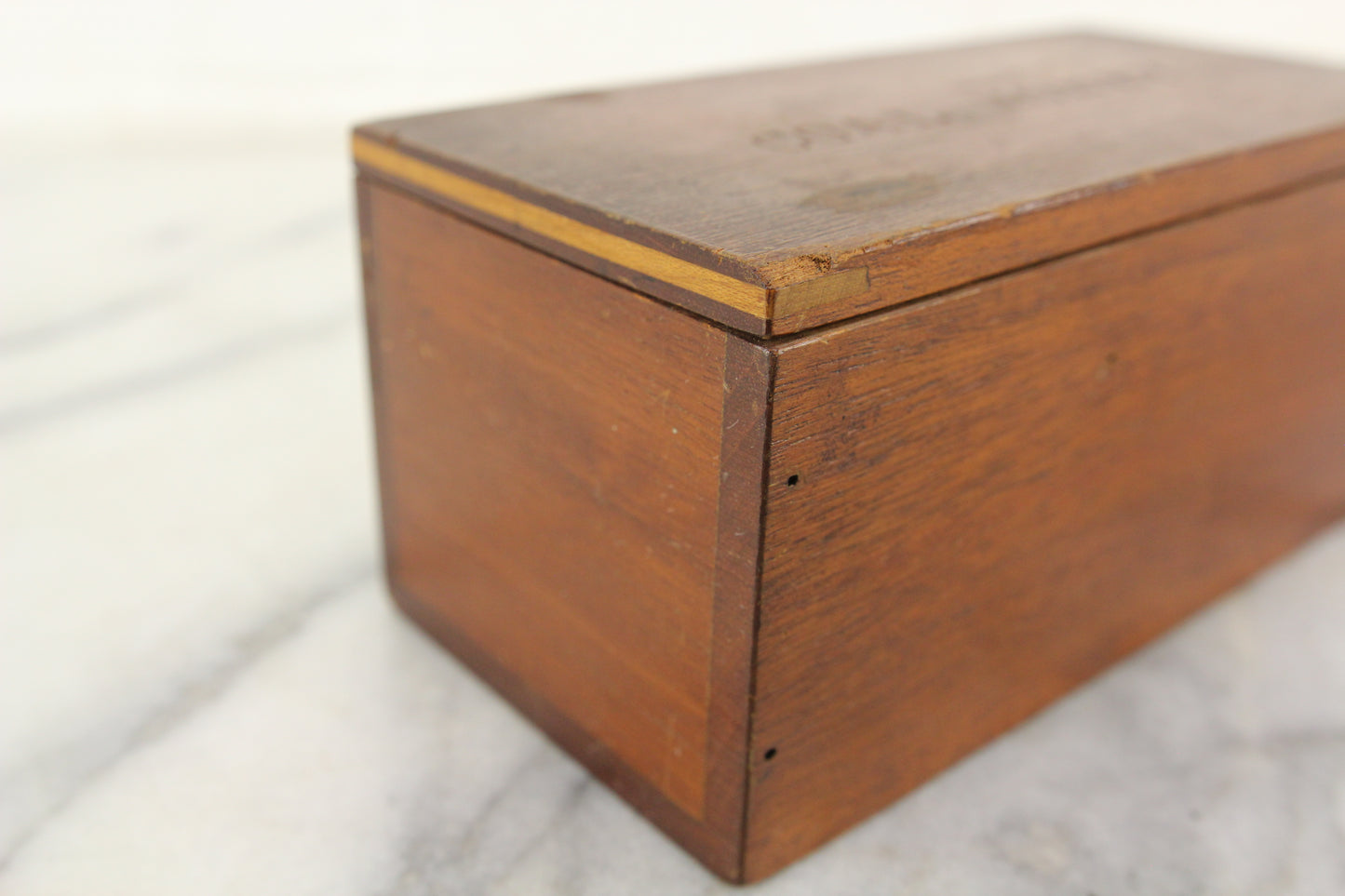 Wooden "Coal Money" Storage Box with Inlay - 7 x 3.5 x 3"